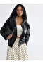Xside Black Stand Collar Women's Leather Look Jacket