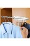 ® 12 Inch Pull-Out Closet Rod, Black Sliding Clothes Rail with 4 Hooks, Adjustable Silver War