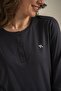Women's anthracite long sleeve pajama set, pocketed, buttoned collar, 50% cotton 50% modal fabric - 5