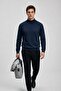 Men's Basic Winter Indigo Long Sleeve Turtleneck Sweater - 3