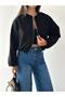 Lined Inside, Elastic Waist, Crop Bomber Cashmere Jacket
