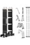 Multi-Purpose Foldable Ladder - 4x4, 16 Steps | Carbon Steel Folding Ladder for Home, Work, and Outdoor Use | Heavy-Duty and Adjustable Ladder Foldable with Grip (4x4-4.13mtrs, Black)