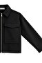1050 Women's Double Pocket Zippered Short Cashmere Jacket Black - 3