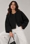 1049 Women's Crew Neck Single Button Short Cashmere Poncho Jacket Black