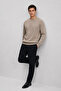 Men's Casual Winter Beige Crew Neck Basic Sweater - 5