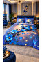 Blue Dream Cotton Double Duvet Cover Set with 6-Piece Fitted Sheets