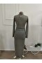 Women's long sleeve turtleneck ruched waist maxi modal dress - 6