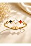 Anti-Tarnish Golden Clover Charm Bangle with Multi-Color Enamel Accents - 3