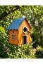 Wooden Decorative Bird House Nest, Nesting Box, Balcony, Garden Accessory (Orange 16X10X22 cm) - 2