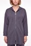 Women's Anthracite Seasonal Front Zipper Hooded Sweatshirt Set with Stone Detail and Accessories - 3