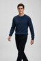 Men's Casual Winter Navy Blue Crew Neck Basic Sweater - 3
