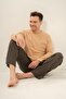 Men's mink 100% cotton long sleeve pajama set, crew neck, pocket detail - 8