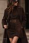 Luxury Suede Spool Buckle Tasseled Waist Belt - 4