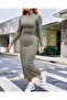 Women's long sleeve turtleneck ruched waist maxi modal dress