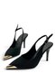 Gold Metal Accessory Detailed High Heeled Shoes Stiletto Black 11 cm - 4