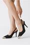 Gold Metal Accessory Detailed High Heeled Shoes Stiletto Black 11 cm - 2