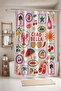 Sea Icons Themed Patterned Bathroom Curtain, Shower Curtain, Bathtub Curtain 175X200Cm