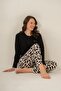 Women's Black Embroidered Long Sleeve Pajama Set Pc9300-S-V1 - 2