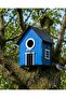 Wooden Decorative Bird House Nest, Nesting Box, Balcony, Garden Accessory (Blue 16X10X22 cm) - 3