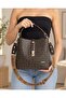 Women's Hand and Shoulder Bag with Logo, Gold Buckle, Double Strap, Zipper, White Brown