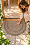 Handmade Natural Textured Half Moon Braided Door Mat Bohemian Decorative Design - 6