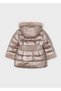 Girl's Hooded Fur Lined Metallic Shiny Inflatable Coat 4422 Mink - 4