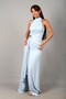 Women's Front Buckle, Slit, Halter Neck, Lined, Long Evening Dress - 2