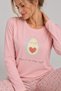 Women's Cotton Powder Pink Avocado Printed Long Sleeve Stretchy Pajama Set - Top and Bottom Set - 5