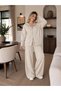 Women's Hooded Double Zipper Knitwear Cardigan and Wide Leg Pants Two-Piece Set 26192 - 3