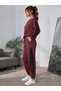 Women's long sleeve crew neck viscose two-piece set with mesh tulle detail: blouse and pants - 3
