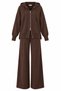 Women's Hooded Double Zipper Knitwear Cardigan and Wide Leg Pants Two-Piece Set 26192