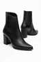 Guarda Black Leather Pointed Toe Women's Heeled Boots - 2