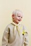 Children's Printed Beige School Sweatshirt and Checkerboard Patterned Sweatpants Set - 5