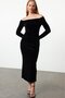 Women's long sleeve madonna collar velvet midi dress