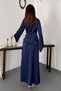 Navy blue side-tie satin dress - 5