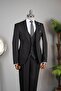 5 Button Dobby Vest Suit Dobby Black
