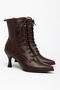 Almada Brown Leather Pointed Toe Women's Heeled Boots - 4