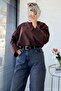 Premium Mom Cut Belted Women's Jean Trousers - Brown - 6