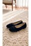 Women's Black Rabbit Fur Bowknot Casual Ballerinas 1 cm Byndtav01 - 7