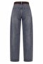 Premium Mom Cut Belted Women's Jean Trousers - Brown - 8