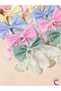 Set of 2 Water Green Mini Stone Tulle Bow Girls' Hair Clips - Floral Tail Clip Hair Clips - 5