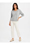 Square Collar Buttoned Knitwear Sweater - Gray - 4