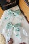 Set of 2 Water Green Mini Stone Tulle Bow Girls' Hair Clips - Floral Tail Clip Hair Clips