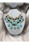 Beaded Crystal Stone Statement Necklace – Layered Design with Gold Chain, Glamorous Women's Necklace