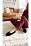 Women's Black Rabbit Fur Bowknot Casual Ballerinas 1 cm Byndtav01 - 5