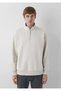 M0S10278 Men's Semi-Zipper Sweatshirt Beige - 4