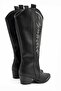 Django Women's White Embroidered Black Pointed Toe Thick Heeled Below the Knee Western Cowboy Boots - 5