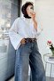 Premium Side-Stitched Palazzo Jean Trousers - Blue - 8