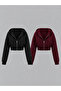 Pack of 2 Black and Burgundy Crop Zippered Cardigans