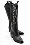 Django Women's White Embroidered Black Pointed Toe Thick Heeled Below the Knee Western Cowboy Boots - 4